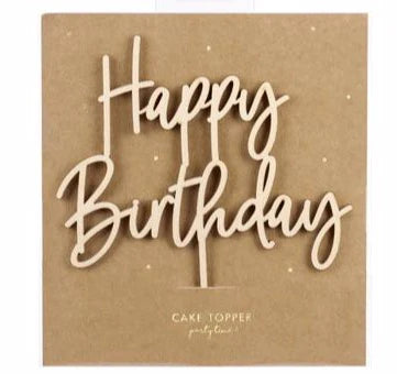 Topper Madera Happy Birthday