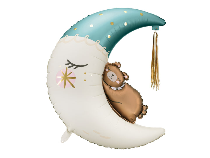 Globo Foil "Luna y osito con tassel azul" XL