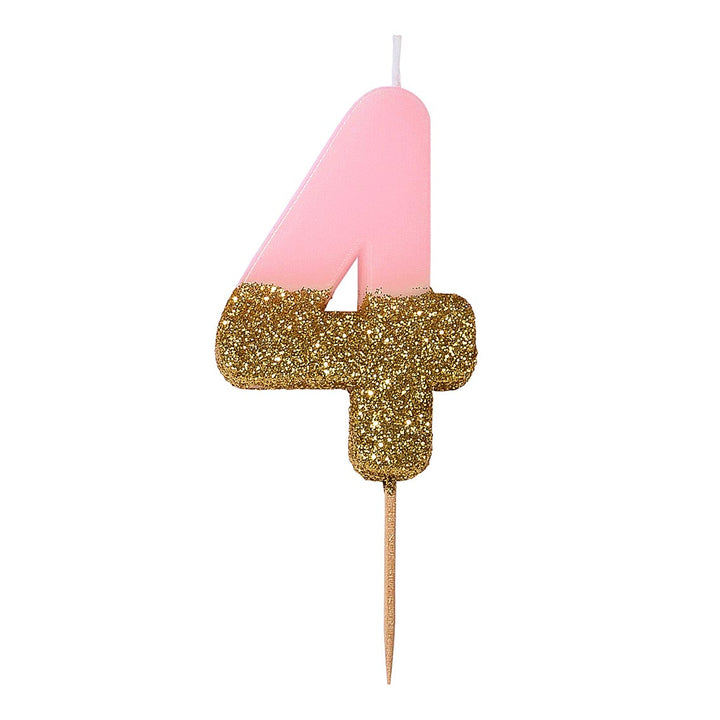 Vela Número Rosa Glitter 0-9