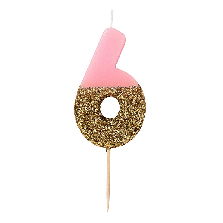 Vela Número Rosa Glitter 0-9