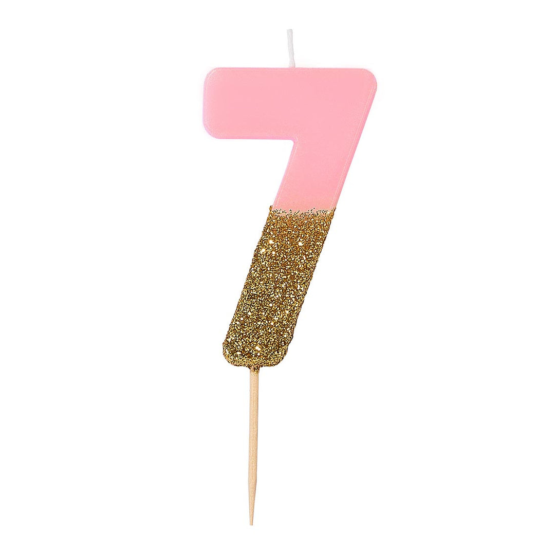 Vela Número Rosa Glitter 0-9