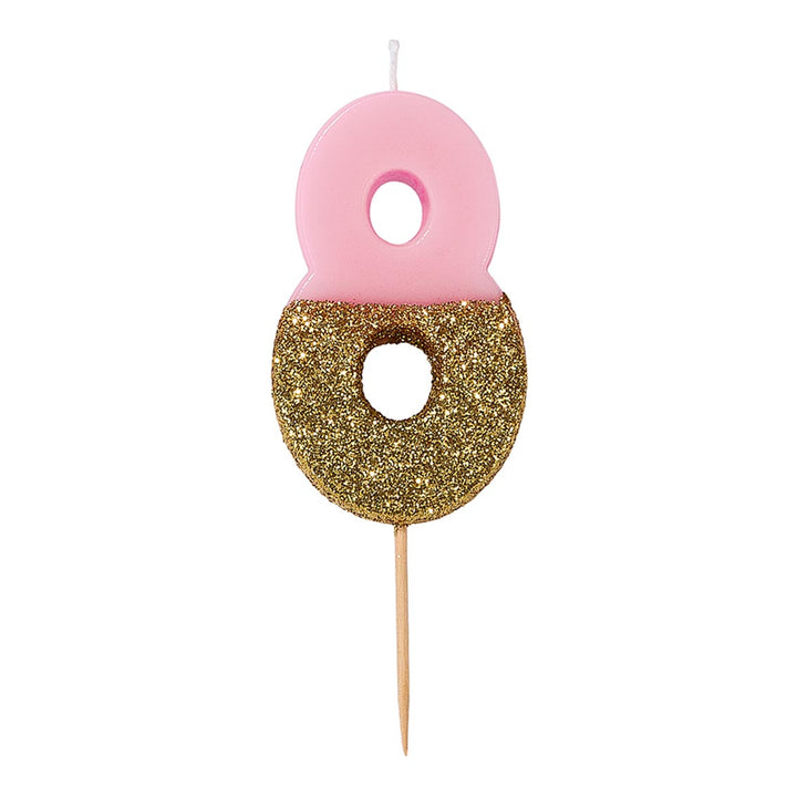 Vela Número Rosa Glitter 0-9
