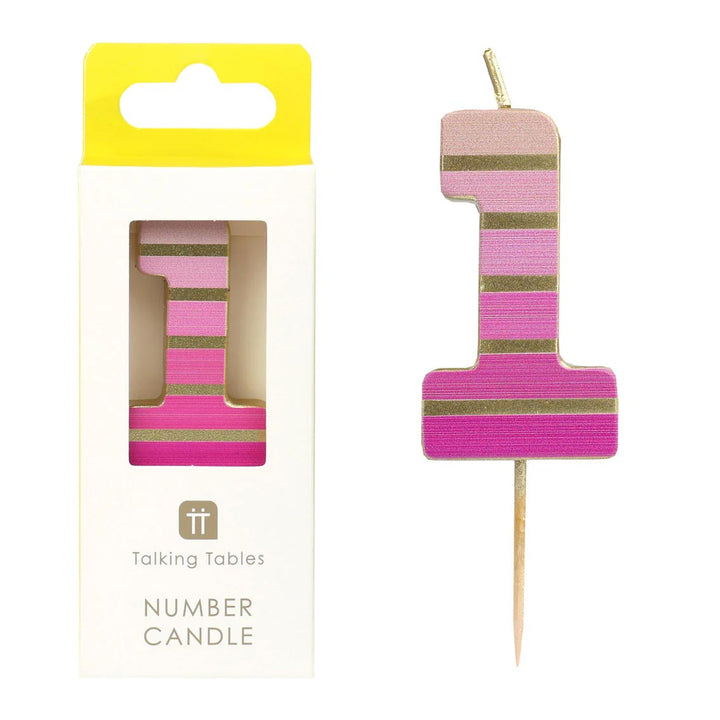Vela Rosa pastel a rayas #1