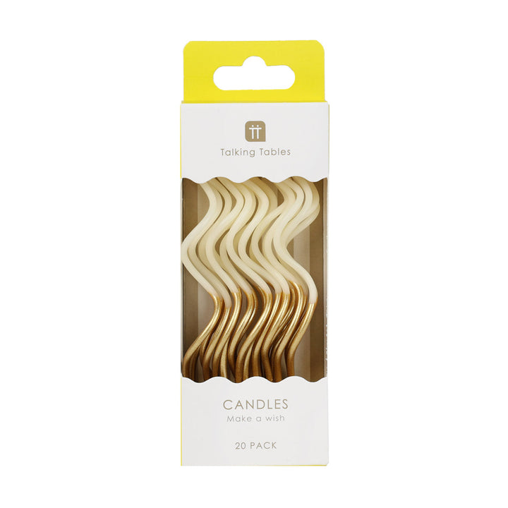 Velas Twist Dorado Blanco degradado 20 Uds
