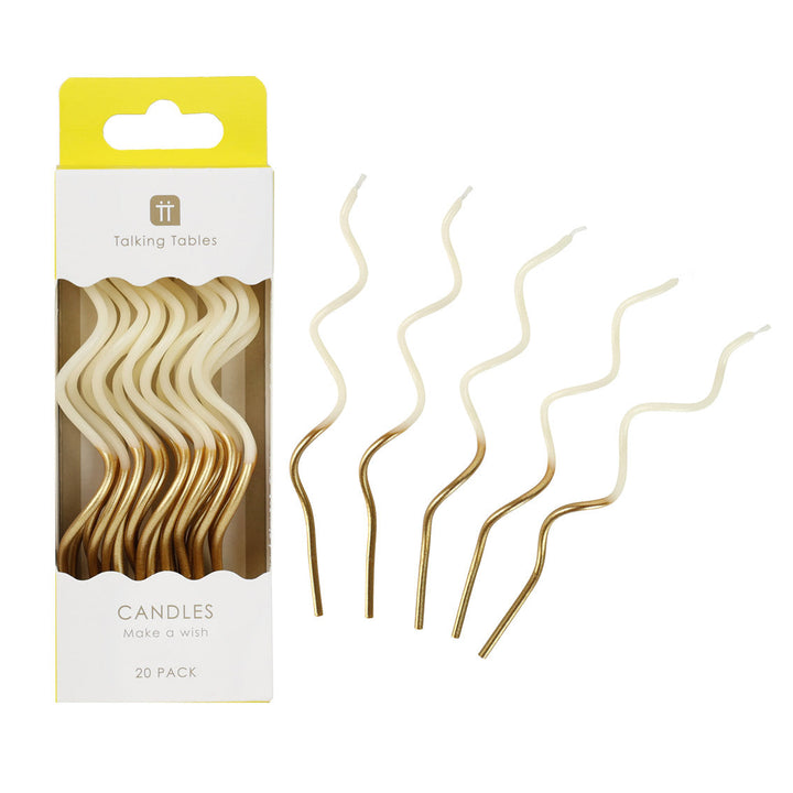 Velas Twist Dorado Blanco degradado 20 Uds