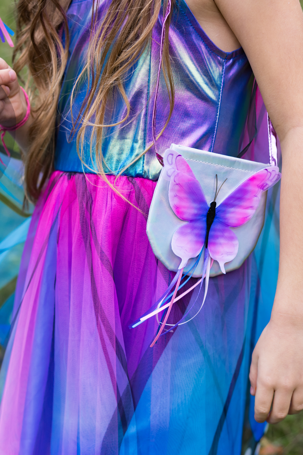 Vestido de Mariposa con Alas y Diadema, Azul/Morado