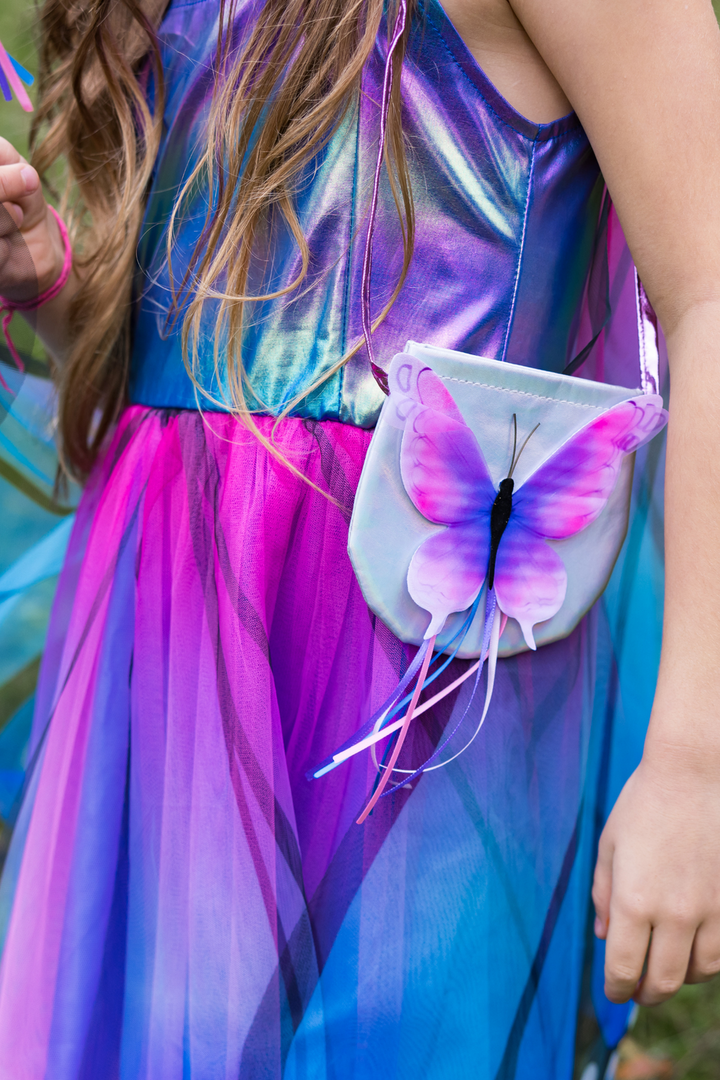 Vestido de Mariposa con Alas y Diadema, Azul/Morado