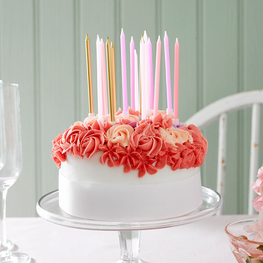 Velas Mix Rosa  y Dorado 16 Uds