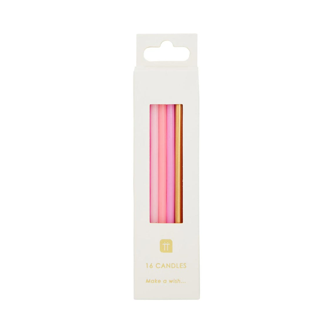 Velas Mix Rosa  y Dorado 16 Uds
