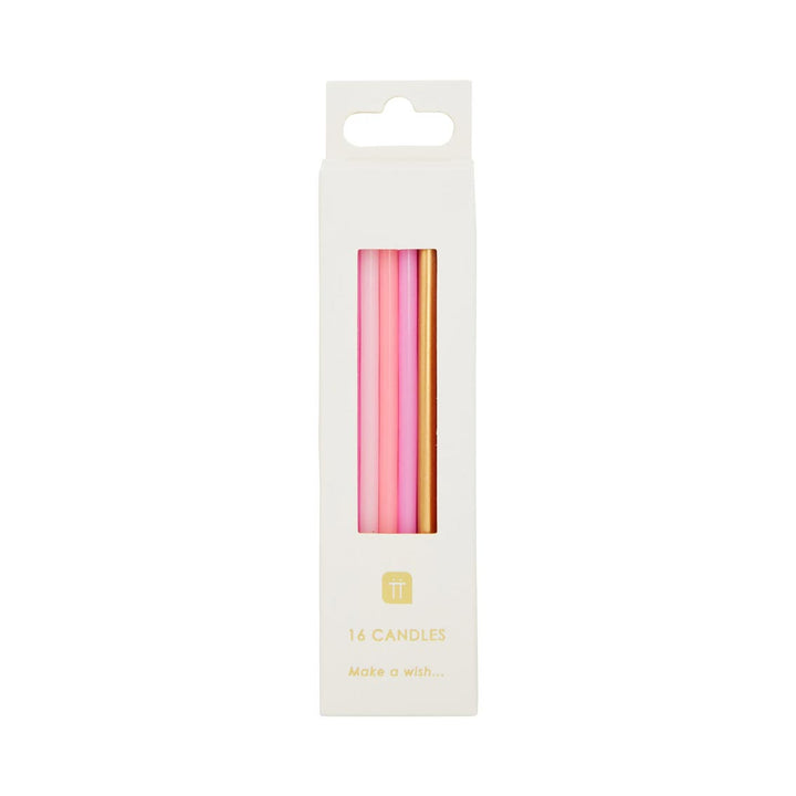 Velas Mix Rosa  y Dorado 16 Uds